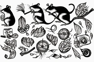 rat with a wanderer's stick tattoo idea