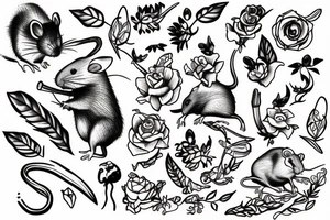 rat with a wanderer stick tattoo idea