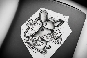 rat with a backpack and a hat tattoo idea