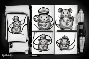 rat with a backpack and a hat tattoo idea