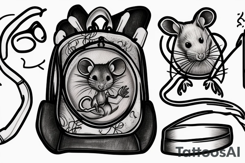 rat with a backpack tattoo idea