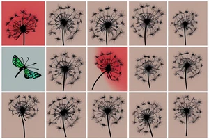 Dandelion with a flying seeds, connecting red thread and a butterfly tattoo idea