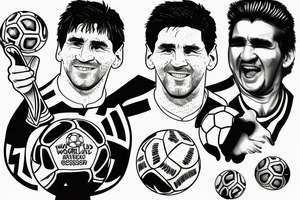 Messi and Diego Maradona with World Cup of soccer tattoo idea