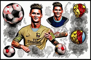 Cristiano and Messi whit golden ball tattoo idea