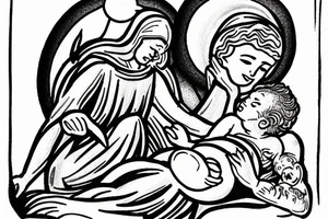 Saint Christopher saving baby Jesus in an ocean storm tattoo idea