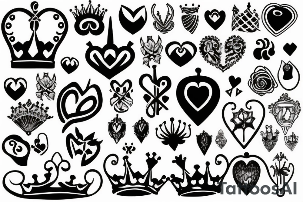 heart and crown tattoo idea