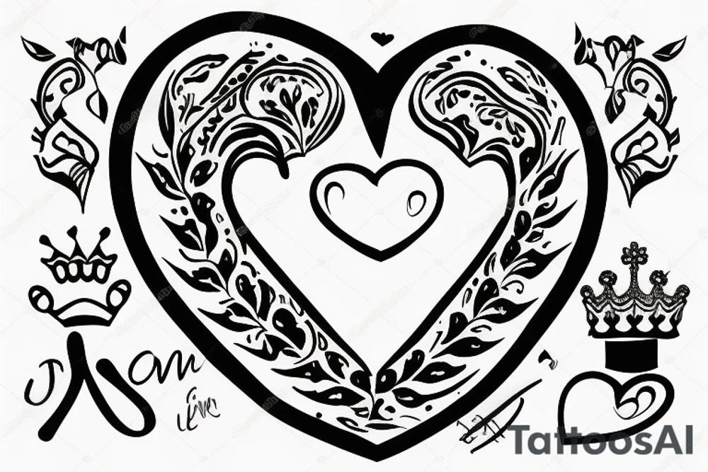 heart with crown on top tattoo idea