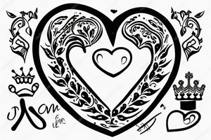 heart with crown on top tattoo idea