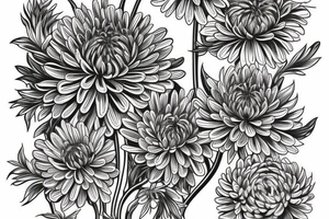 Neo traditional japanese chrysanthemum 3/4 view tattoo idea