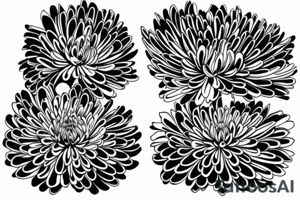 Neo traditional japanese chrysanthemum 3/4 view tattoo idea