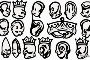 A Pinto Bean with a human body as a king. tattoo idea