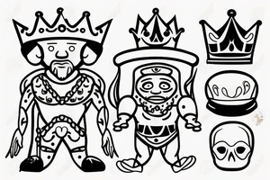 A Pinto Bean with a human body as a king. tattoo idea