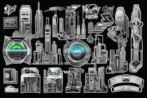A neon cityscape or skyline, representing the futuristic and high-tech world of cyber punk tattoo idea