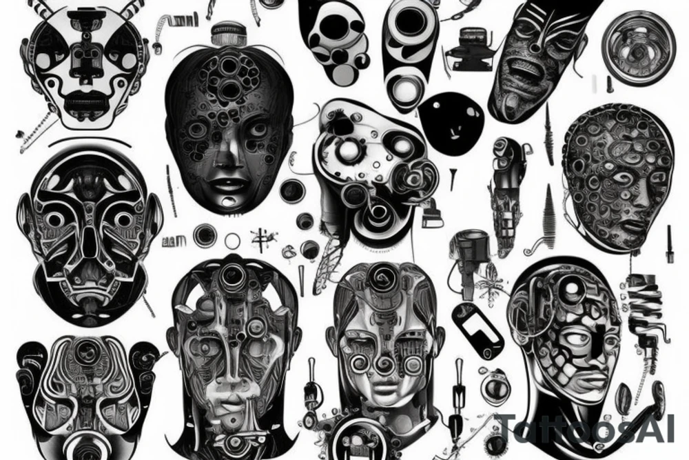 A cybernetic implant or body modification, symbolizing the fusion of technology and humanity. tattoo idea