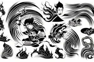 fudo myo, wave, arm tattoo idea