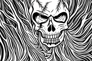 close up of grim reaper in a grey forest with a scythe tattoo idea