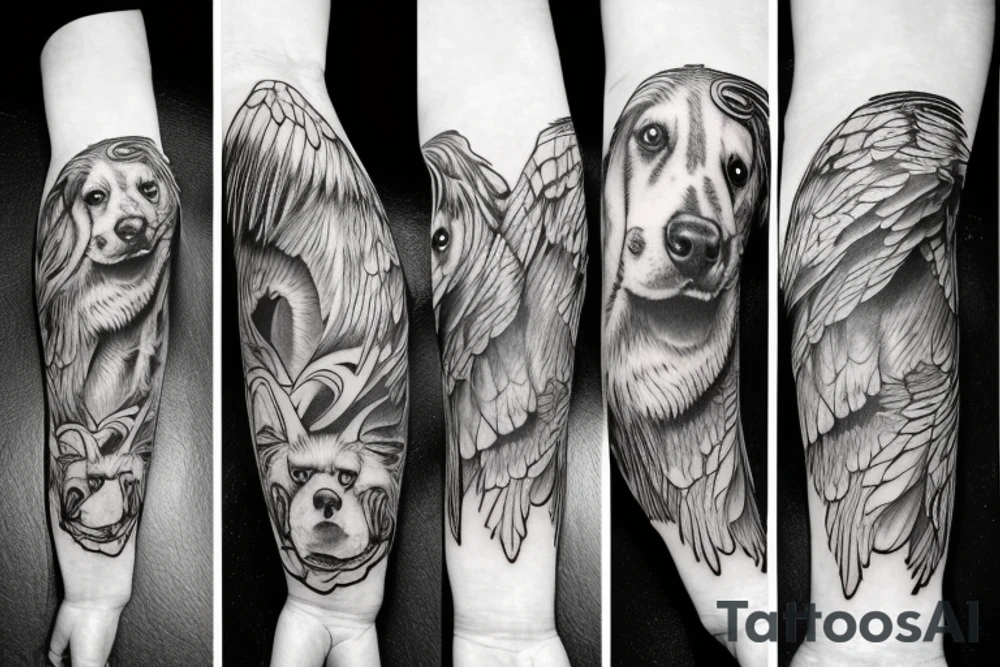 dog and eagle tattoo idea