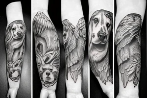 dog and eagle tattoo idea