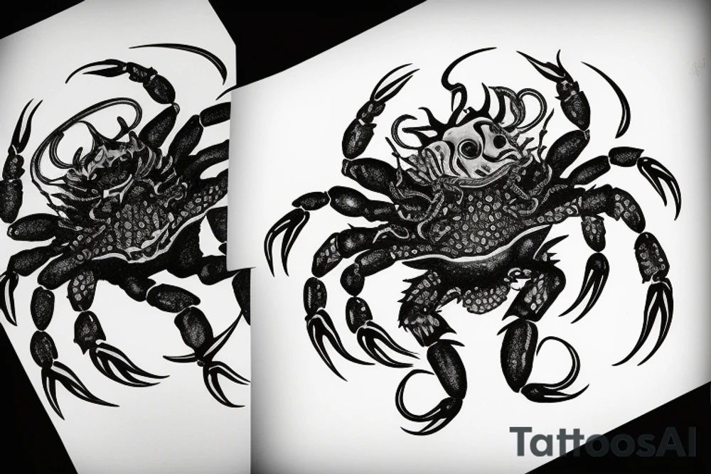 crab and dragon tattoo idea
