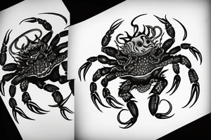 crab and dragon tattoo idea