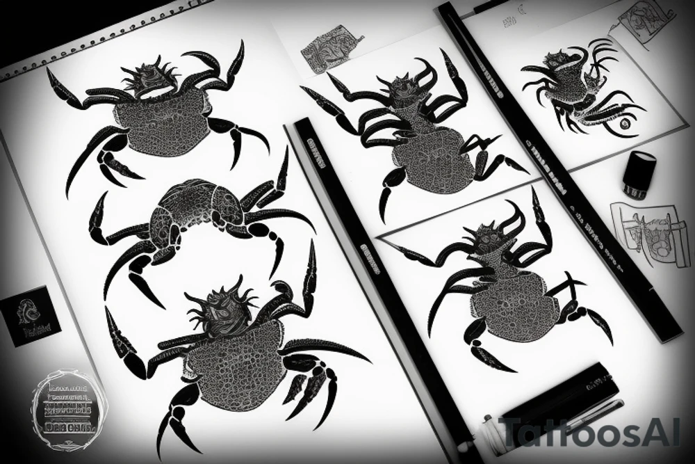 crab and dragon tattoo idea