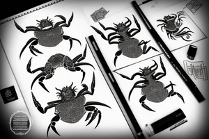 crab and dragon tattoo idea