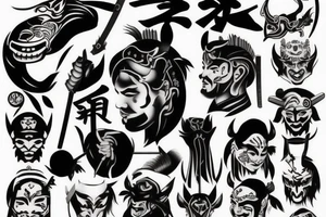 samurai with devil shadow tattoo idea