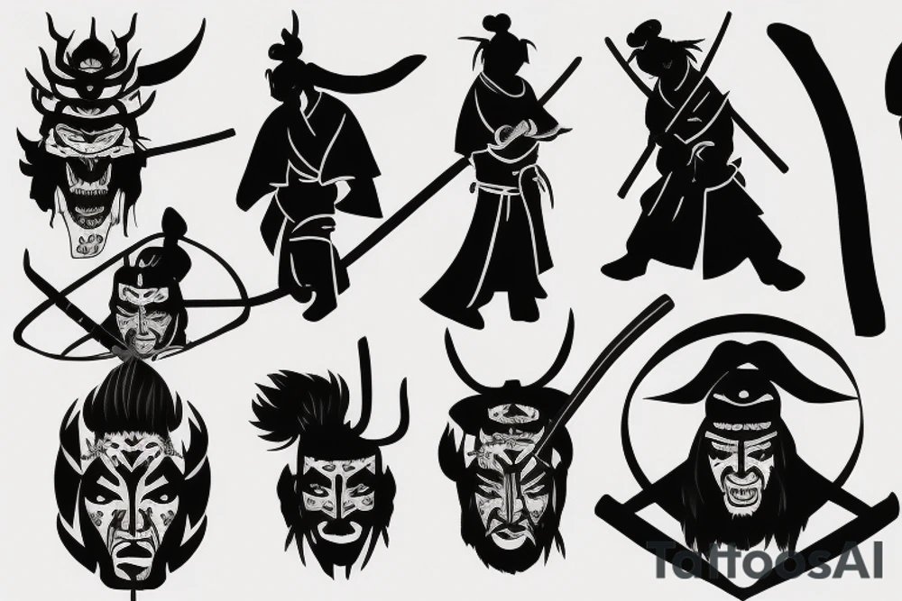 samurai with devil shadow tattoo idea