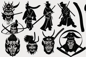 samurai with devil shadow tattoo idea