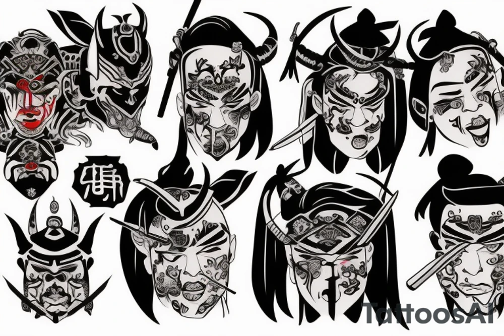 samurai with devil shadow tattoo idea