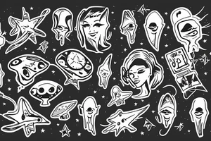 A woman getting abducted by aliens tattoo idea