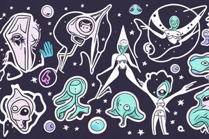 A woman getting abducted by aliens tattoo idea