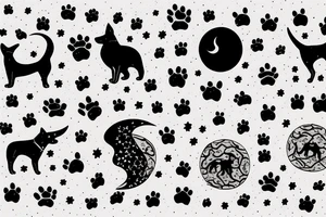 Minimalist dog, with nature, moon and stars tattoo idea