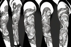 Octopus arm sleeve with cyberpunk elements tattoo idea