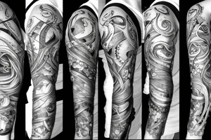 Octopus arm sleeve with biomechanical elements tattoo idea
