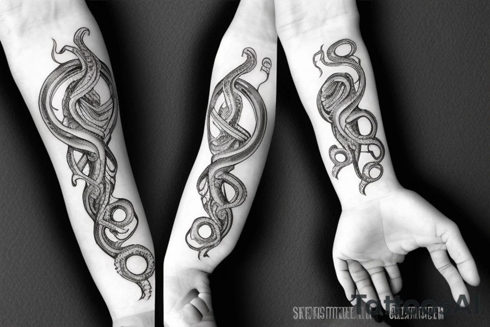 Octopus arm sleeve with biomechanical elements tattoo idea