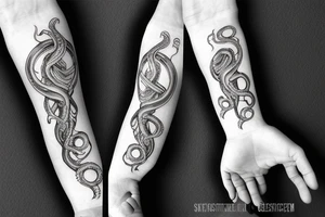 Octopus arm sleeve with biomechanical elements tattoo idea