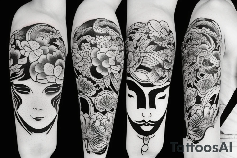 Japanese mask tattoo idea