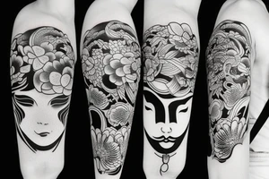 Japanese mask tattoo idea