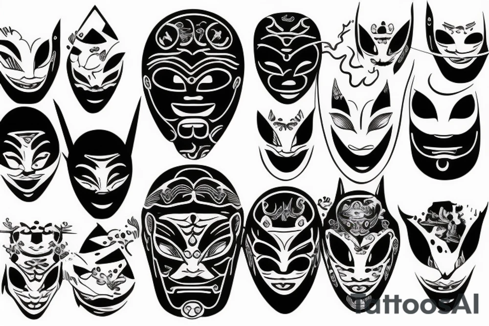 Japanese mask tattoo idea