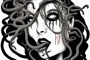 medusa with blood around  mouth
snake hair tattoo idea