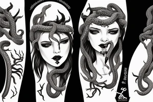 medusa with blood around  mouth
snake hair tattoo idea