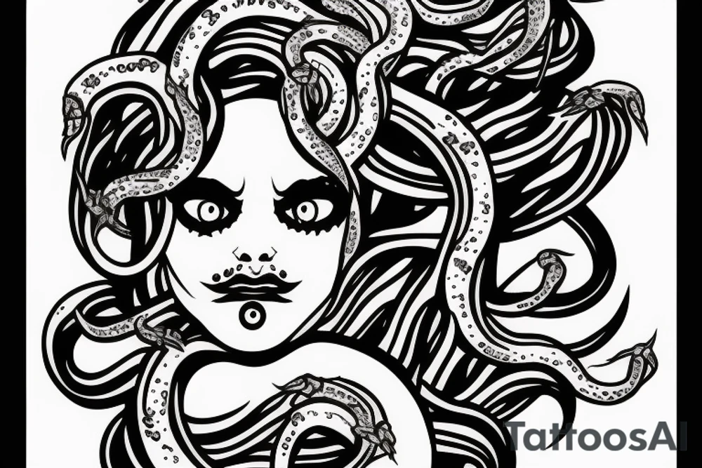 medusa with blood around mouth
snake hair tattoo idea