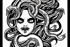 medusa with blood around  mouth
snake hair tattoo idea