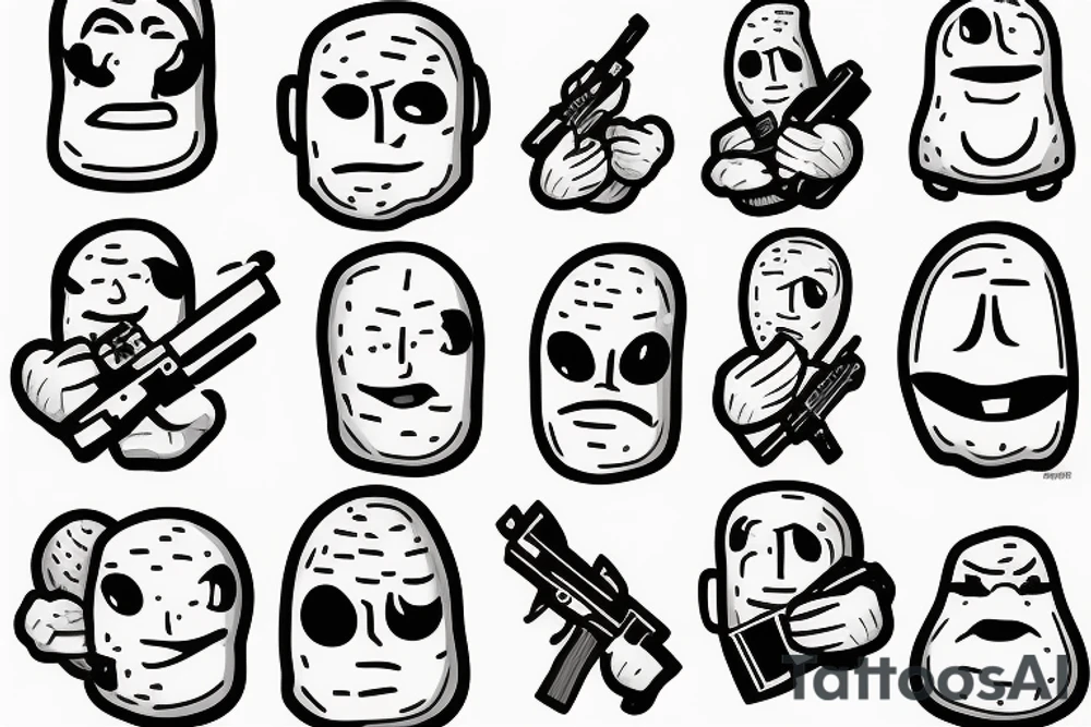 Potato man with a gun tattoo idea