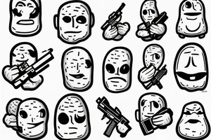 Potato man with a gun tattoo idea