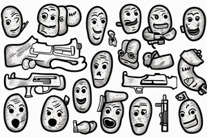 Potato man with a gun tattoo idea