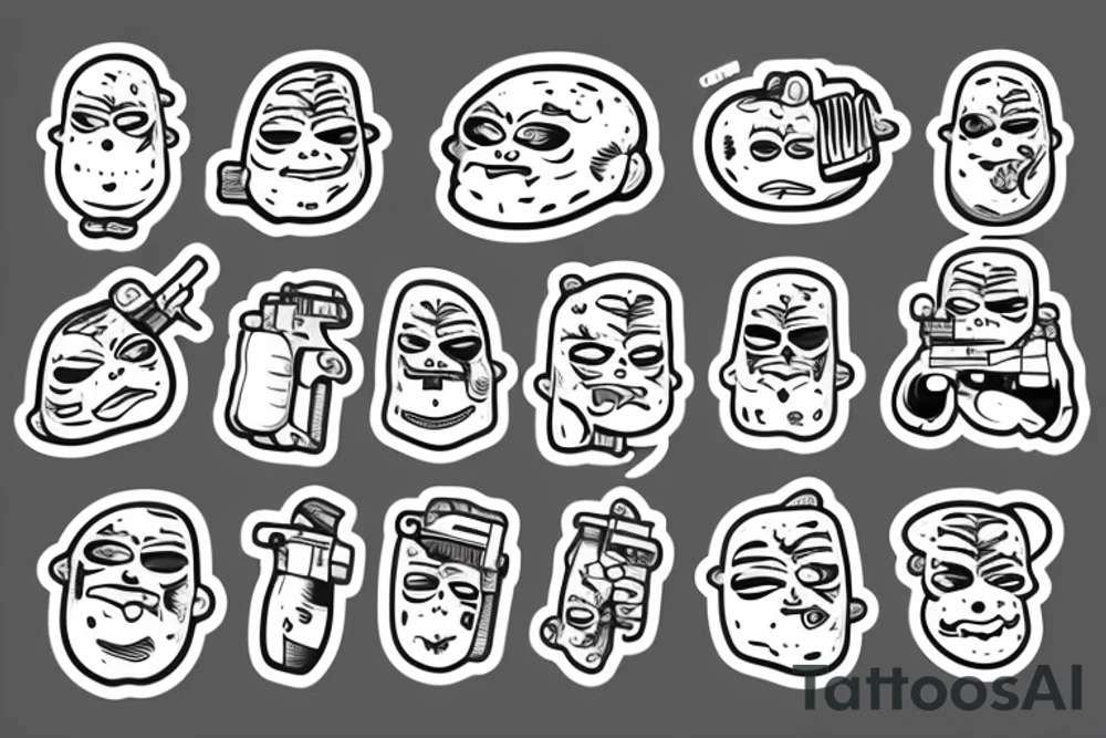 Potato man with a gun tattoo idea