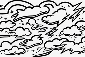 lightning bolt with clouds tattoo idea