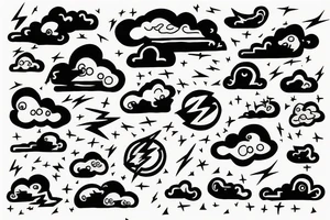 lightning bolt with clouds tattoo idea